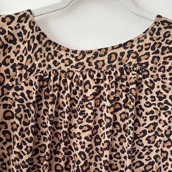 BEACHLUNCHLOUNGE | Brown Leopard Print Blouse Button Up Short Sleeve - Picture 7 of 11